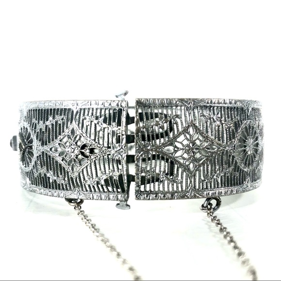 Antique Georgian Filigree Amethyst Hinged Bracelet - Picture 2 of 7